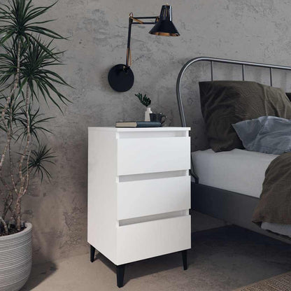 805905 vidaXL Bed Cabinet with Metal Legs White 40x35x69 cm 1
