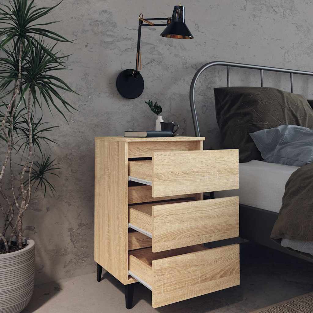 805911 vidaXL Bed Cabinet with Metal Legs Sonoma Oak 40x35x69 cm 3