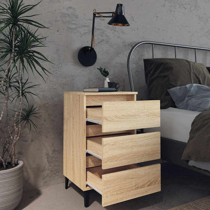 805911 vidaXL Bed Cabinet with Metal Legs Sonoma Oak 40x35x69 cm 3