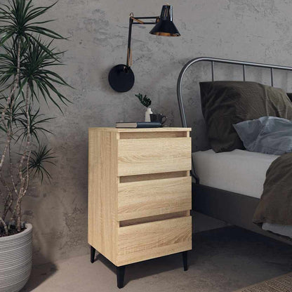 805911 vidaXL Bed Cabinet with Metal Legs Sonoma Oak 40x35x69 cm 1