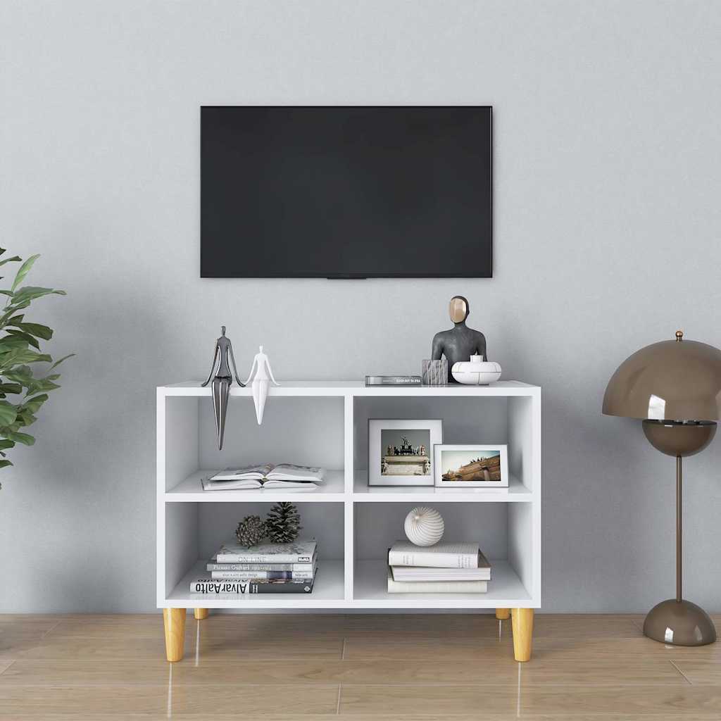 805923 vidaXL TV Cabinet with Solid Wood Legs White 69,5x30x50 cm 1