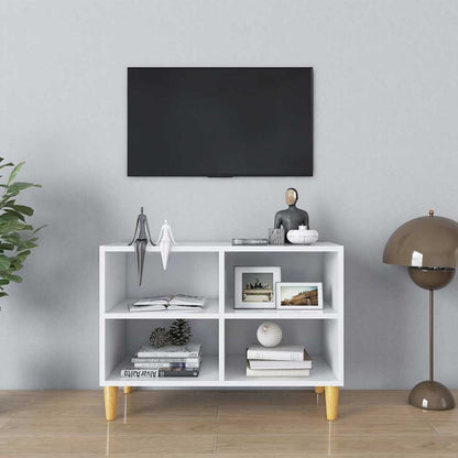 805923 vidaXL TV Cabinet with Solid Wood Legs White 69,5x30x50 cm 1
