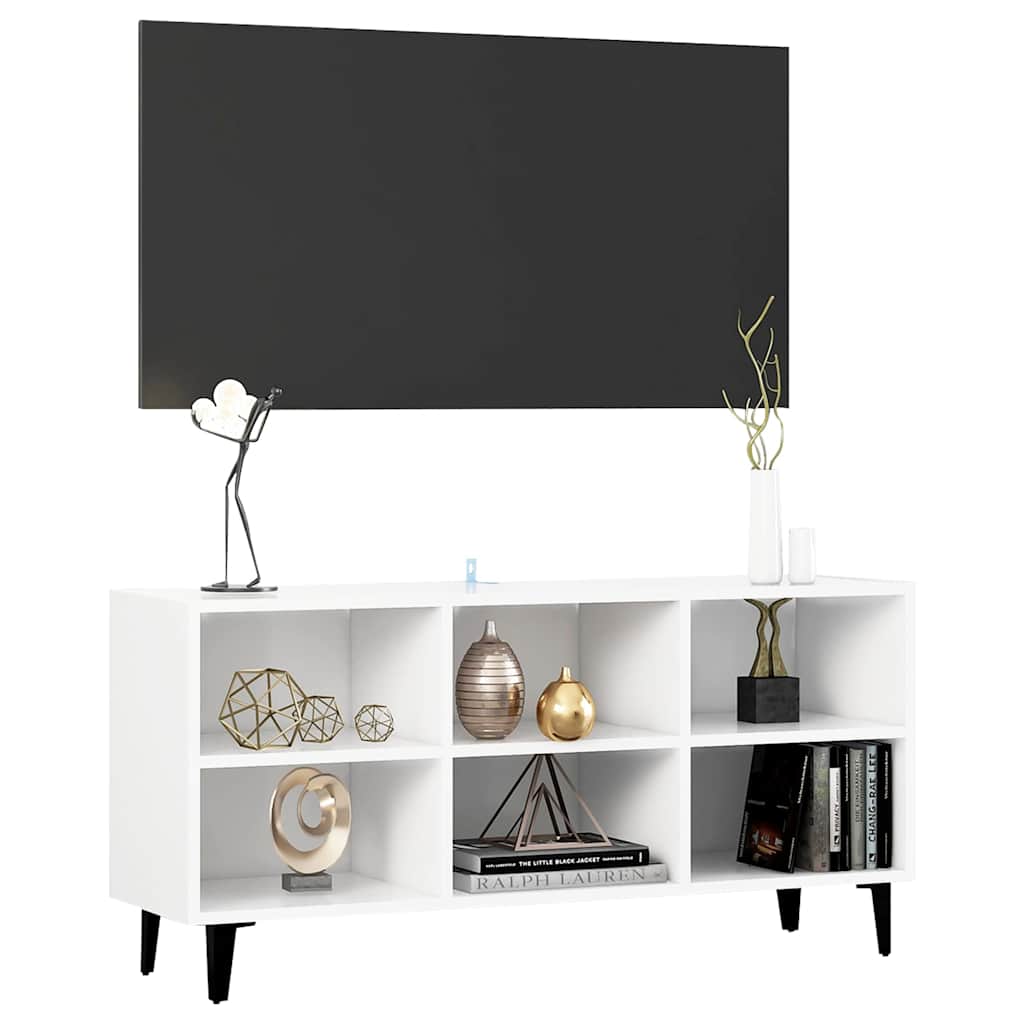 vidaXL TV Cabinet with Metal Legs White 103.5x30x50 cm 3