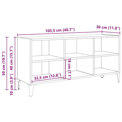 vidaXL TV Cabinet with Metal Legs White 103.5x30x50 cm 6