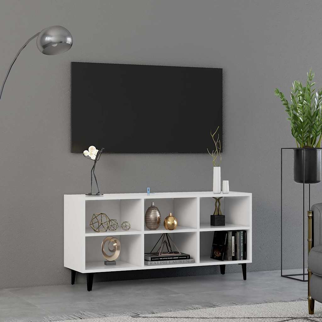 vidaXL TV Cabinet with Metal Legs White 103.5x30x50 cm 1