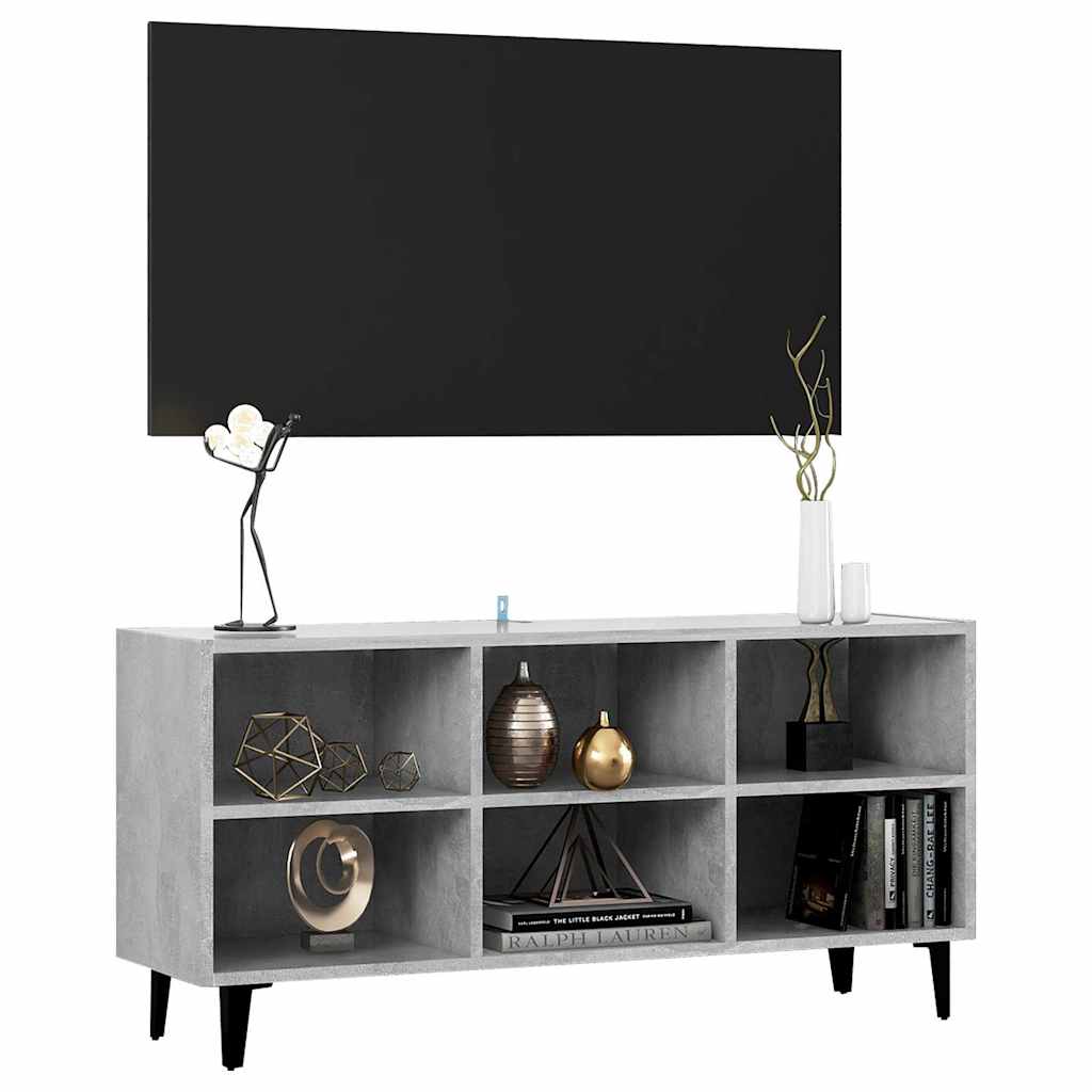 vidaXL TV Cabinet with Metal Legs Concrete Grey 103.5x30x50 cm 3