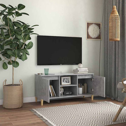 vidaXL TV Cabinet | Concrete Grey | Engineered wood, Solid eucalyptus wood 3