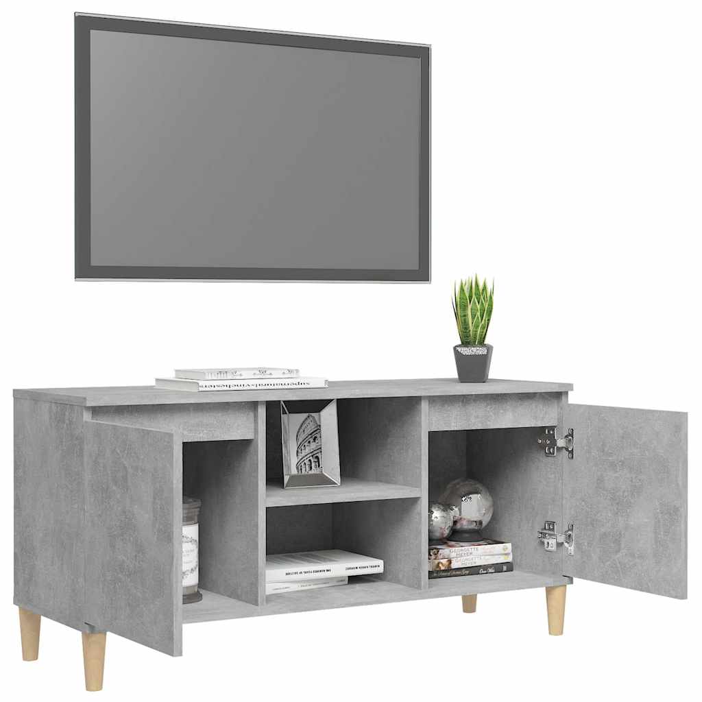 vidaXL TV Cabinet | Concrete Grey | Engineered wood, Solid eucalyptus wood 4
