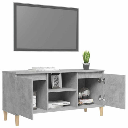 vidaXL TV Cabinet | Concrete Grey | Engineered wood, Solid eucalyptus wood 4