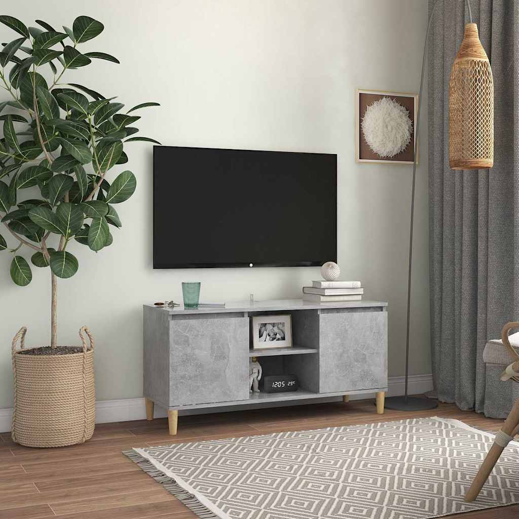 vidaXL TV Cabinet | Concrete Grey | Engineered wood, Solid eucalyptus wood 1