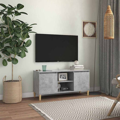 vidaXL TV Cabinet | Concrete Grey | Engineered wood, Solid eucalyptus wood 1