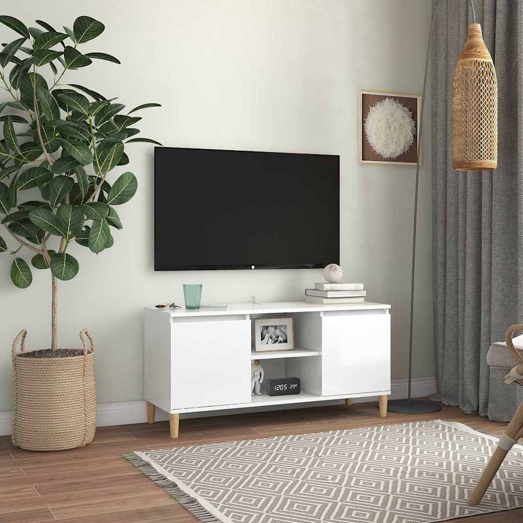 vidaXL TV Cabinet with Solid Wood Legs 103.5x35x50 cm