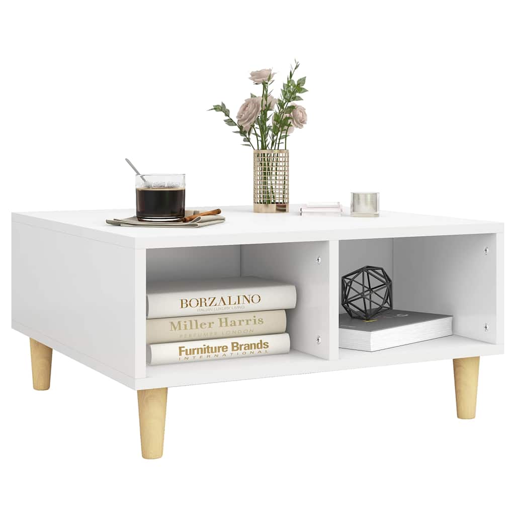 vidaXL Coffee Table | White | Engineered wood, Solid eucalyptus wood 3