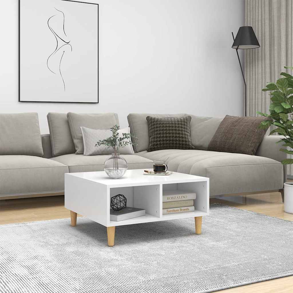 vidaXL Coffee Table | White | Engineered wood, Solid eucalyptus wood 1