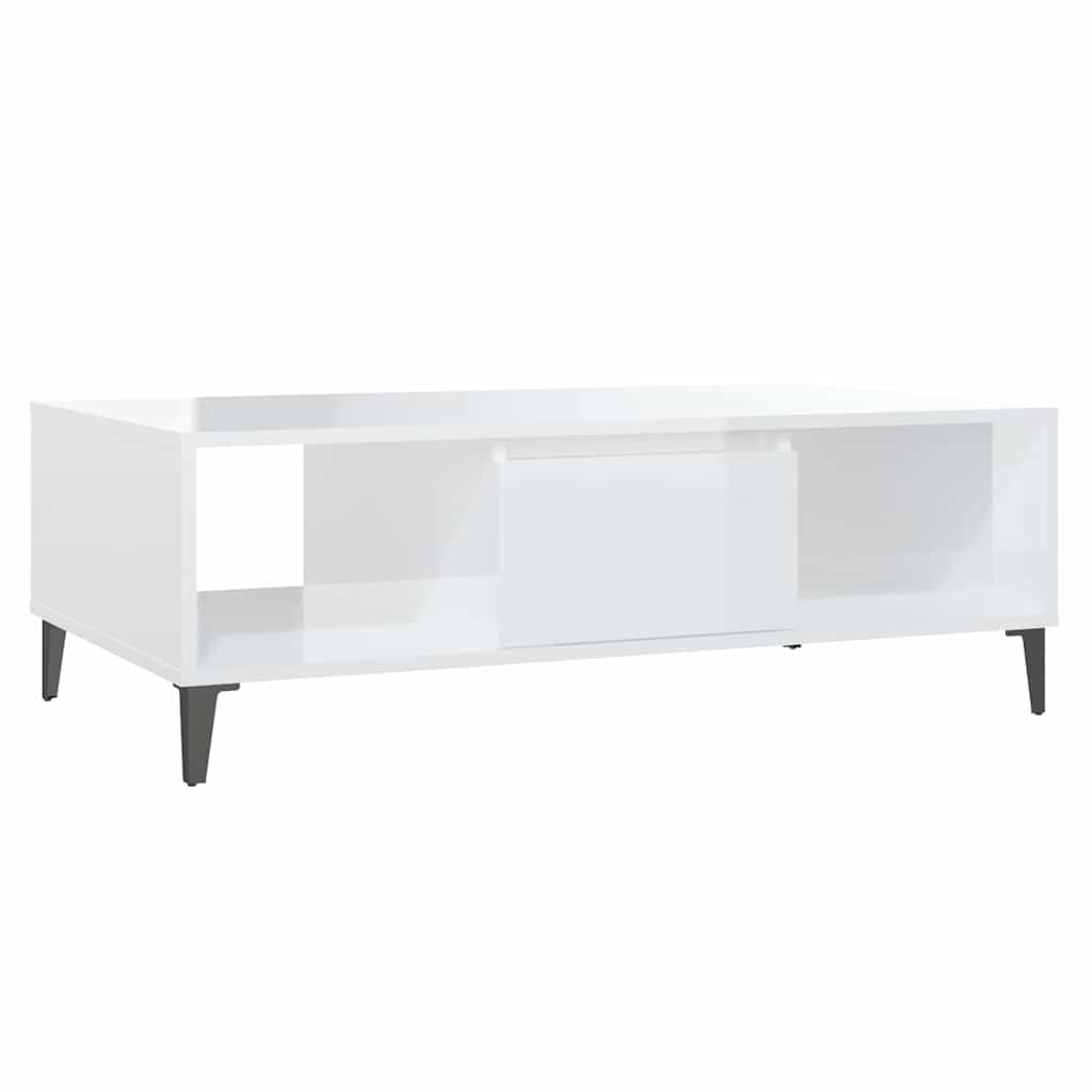 Coffee Table 103,5x60x35 cm Engineered Wood High gloss white