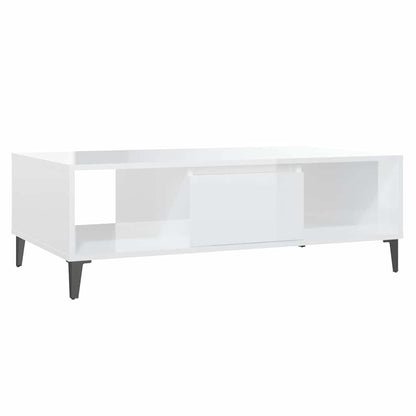 Coffee Table 103,5x60x35 cm Engineered Wood High gloss white