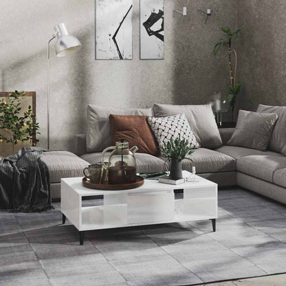 Coffee Table 103,5x60x35 cm Engineered Wood High gloss white