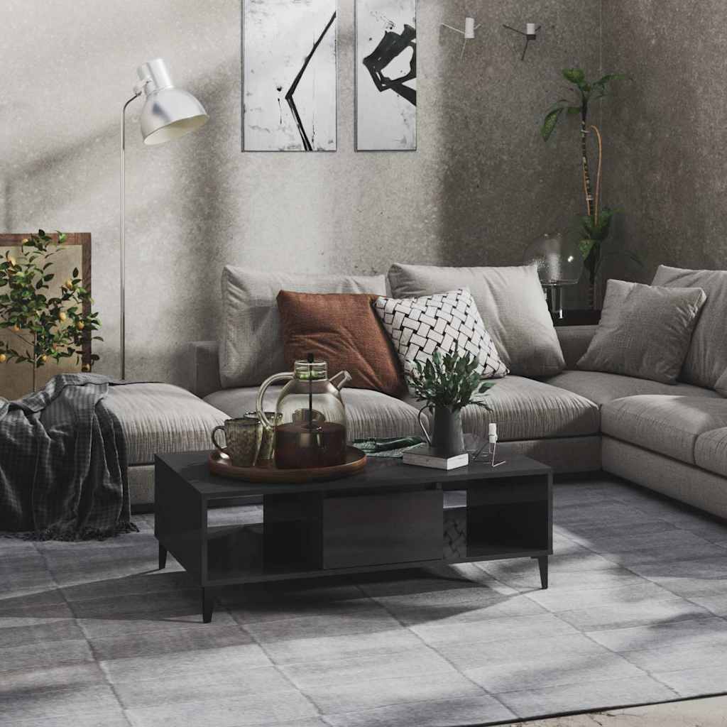 Coffee Table 103,5x60x35 cm Engineered Wood High gloss grey