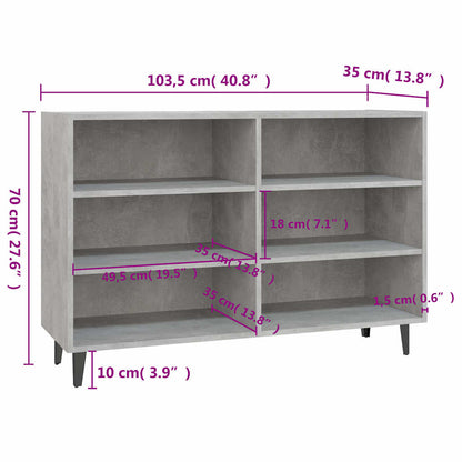 vidaXL Sideboard Concrete Grey 103.5x35x70 cm Engineered Wood 6