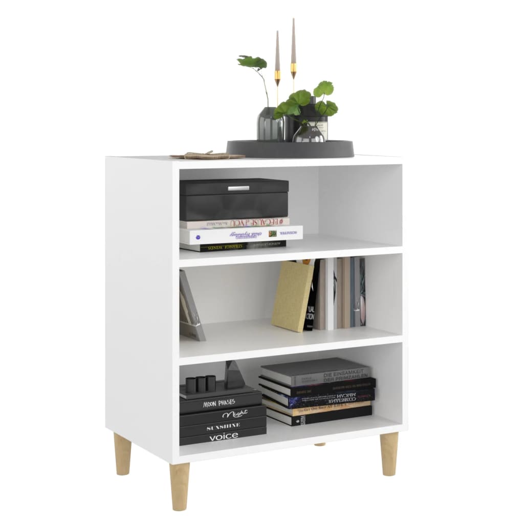vidaXL Sideboard | White | Engineered wood, Solid eucalyptus wood | Standard 3