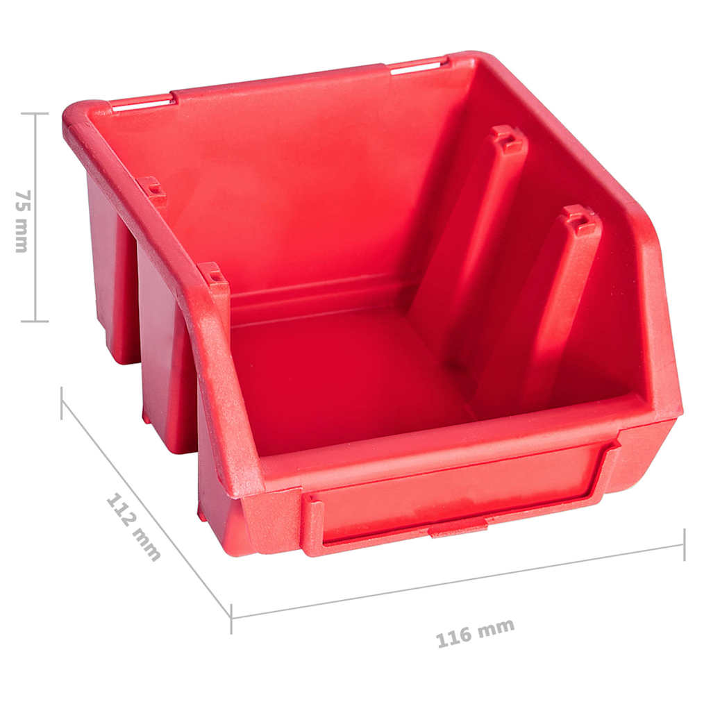 150806 vidaXL 96 Piece Storage Bin Kit with Wall Panels Red and Black 5