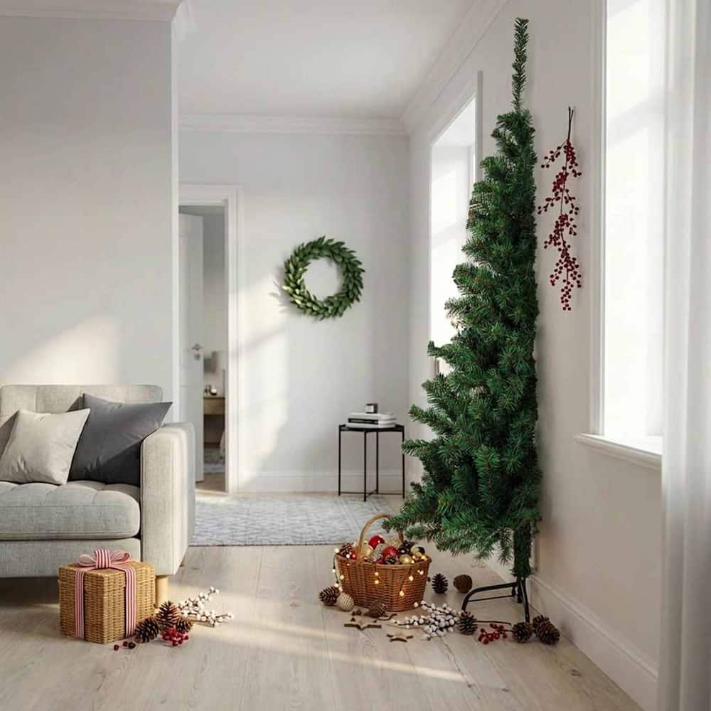 vidaXL Artificial Half Christmas Tree with Stand PVC 240 cm