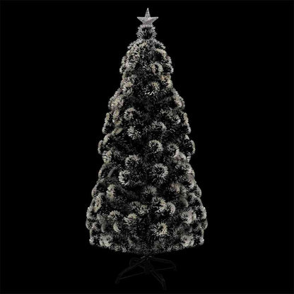 vidaXL Pre-lit Christmas Tree Green and White 150 cm Fibre Optic 4