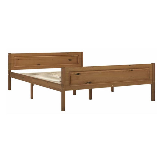 Bed Frame without Mattress Solid Pinewood Honey Brown 120 x 200 cm