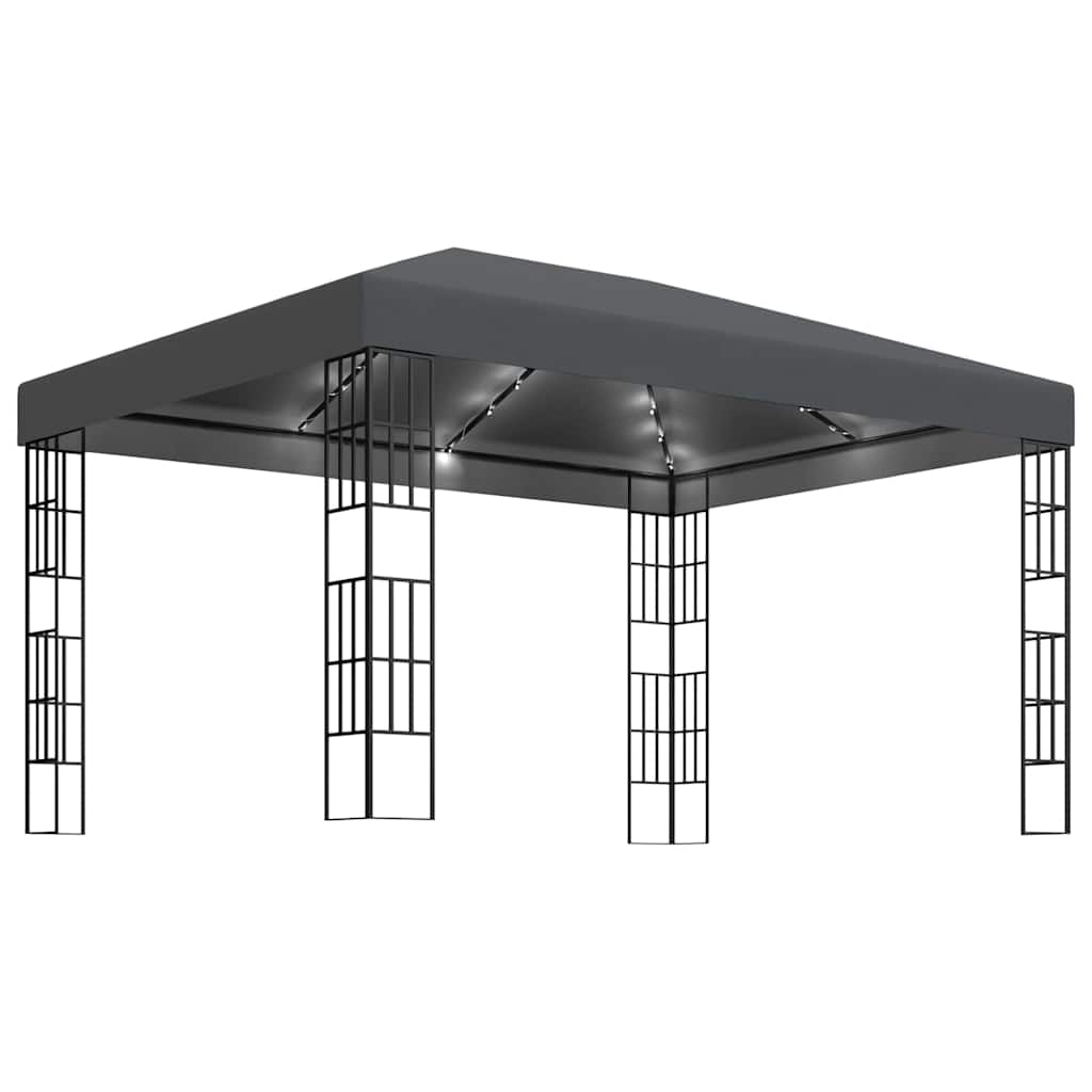 Gazebo with LED String Lights Anthracite 3 x 4 m