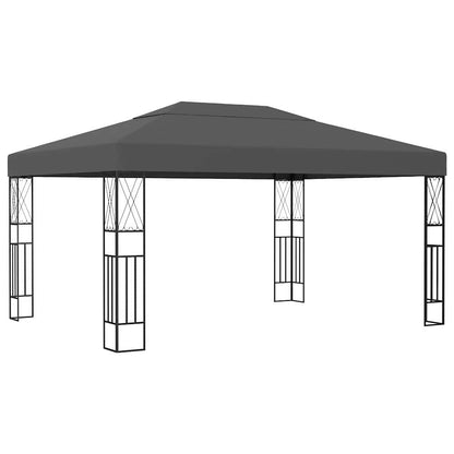 Gazebo with LED String Lights Fabric Anthracite 3 x 4 m
