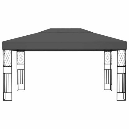 Gazebo with LED String Lights Fabric Anthracite 3 x 4 m