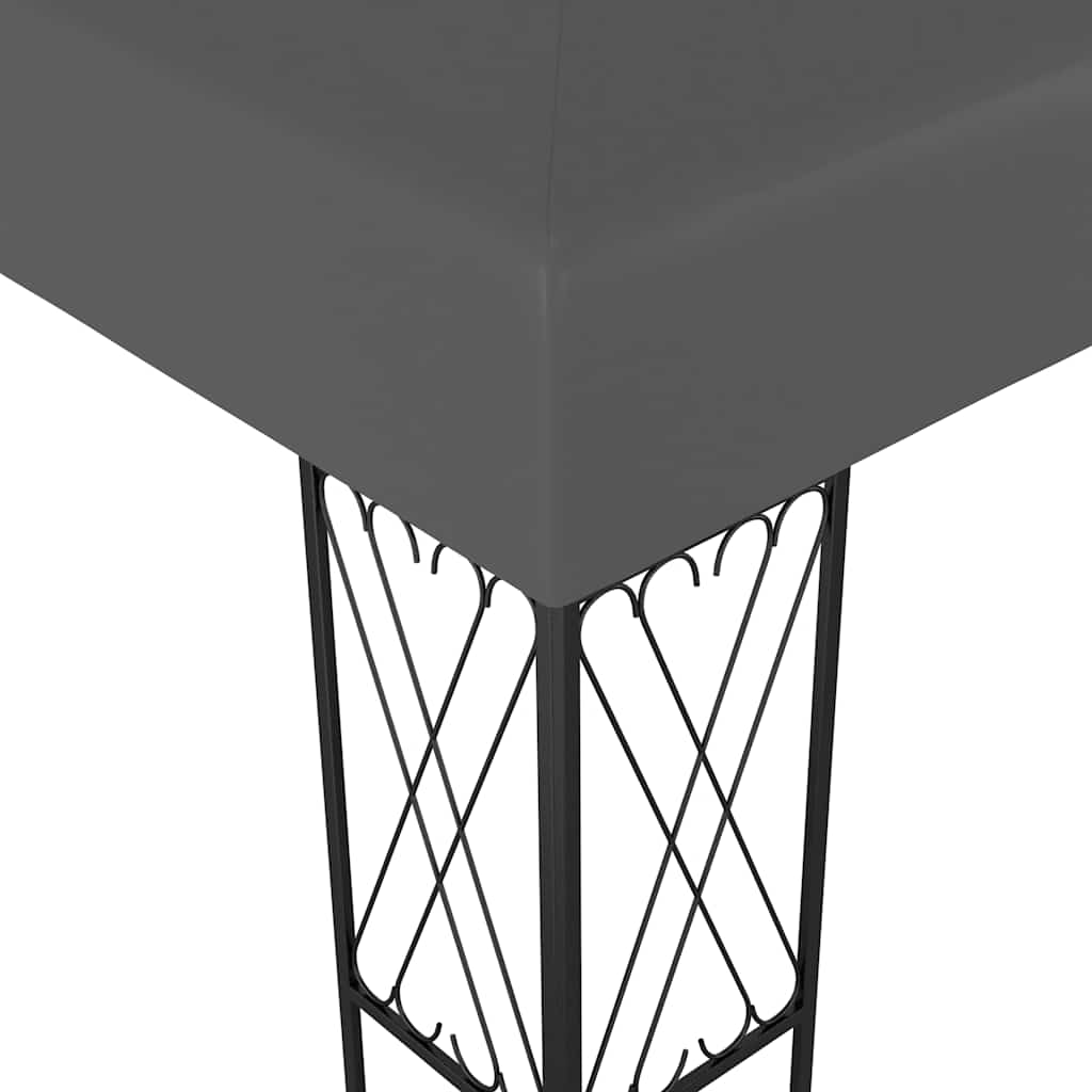 Gazebo with LED String Lights Fabric Anthracite 3 x 4 m