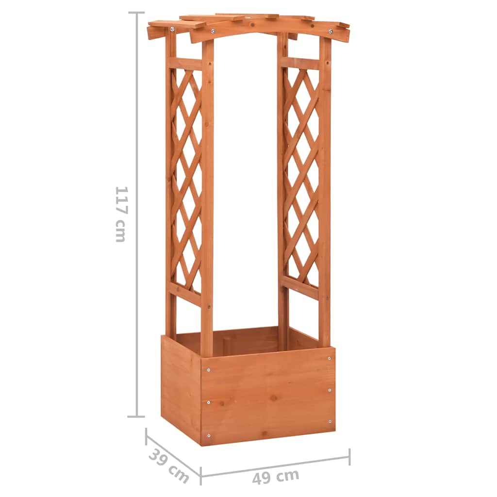 vidaXL Trellis Planter with Arch 49x39x117 cm Firwood 5