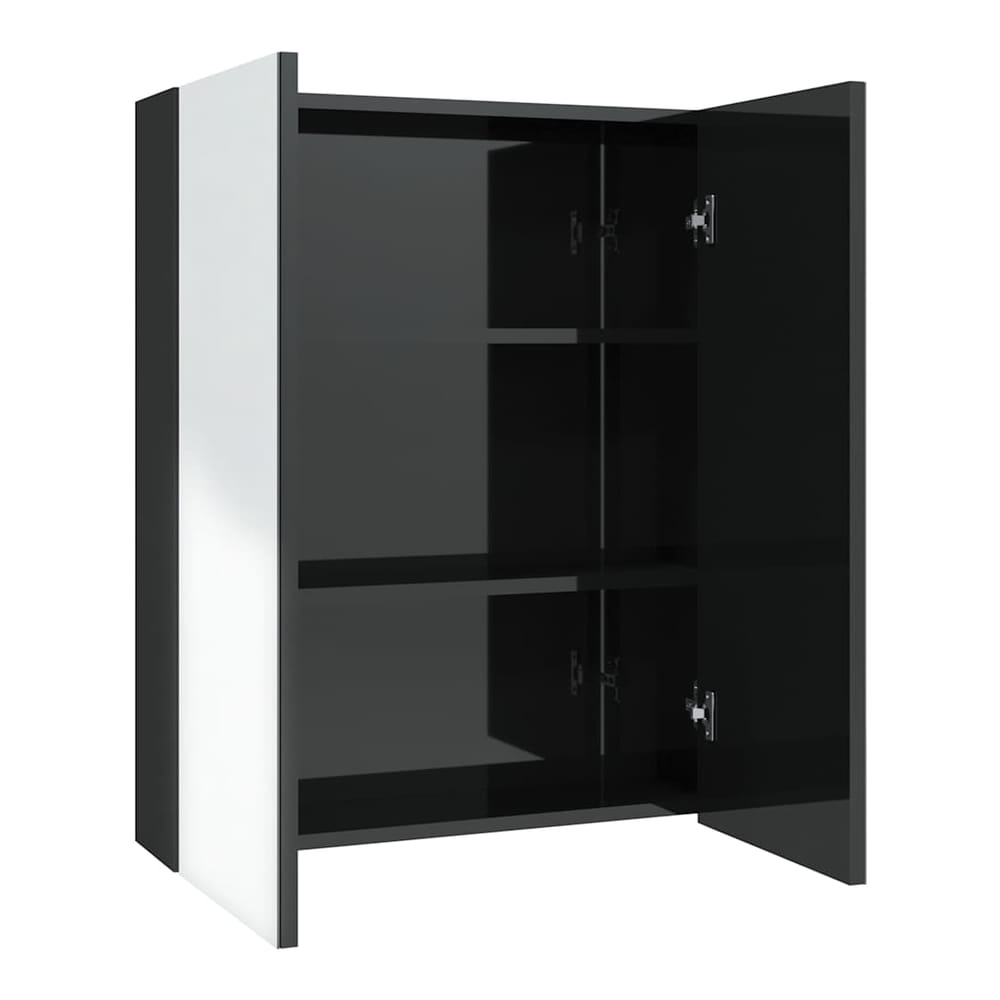 Bathroom Mirror Cabinet 60x15x75 cm MDF Shining black