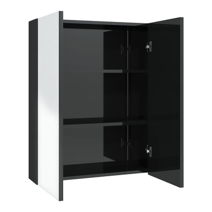 Bathroom Mirror Cabinet 60x15x75 cm MDF Shining black