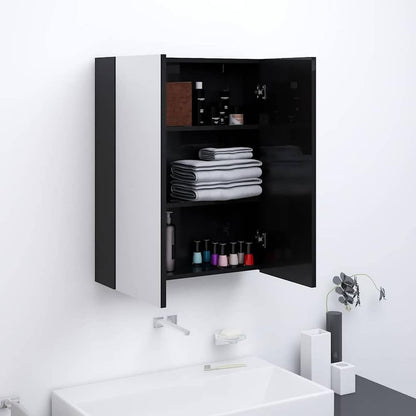 Bathroom Mirror Cabinet 60x15x75 cm MDF Shining black