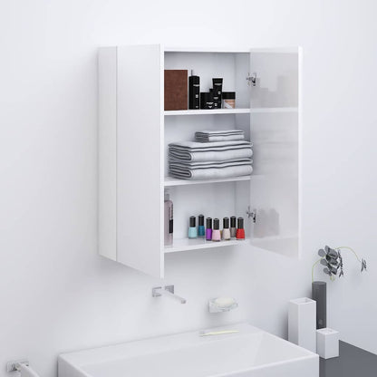 Bathroom Mirror Cabinet 60x15x75 cm MDF Shining white