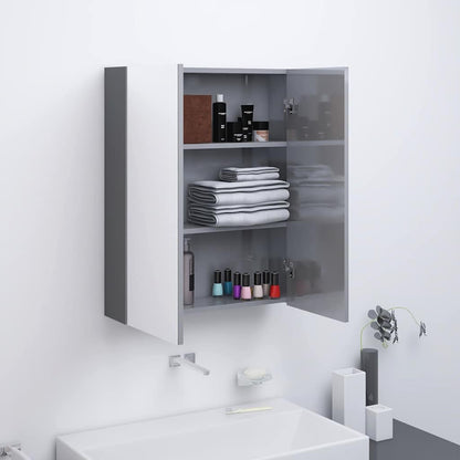 Bathroom Mirror Cabinet 60x15x75 cm MDF Shining grey
