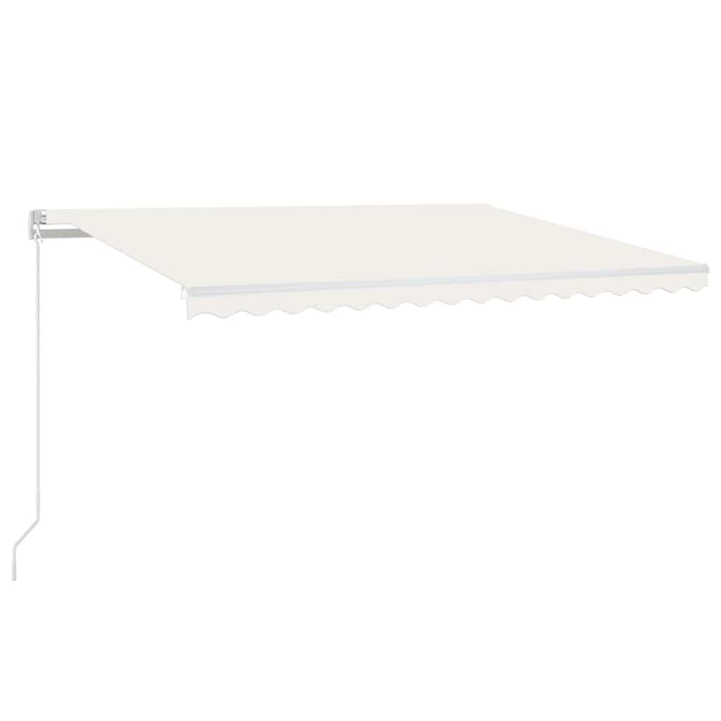 Manual Retractable Awning with LED 450x300 cm with White Frame Cream