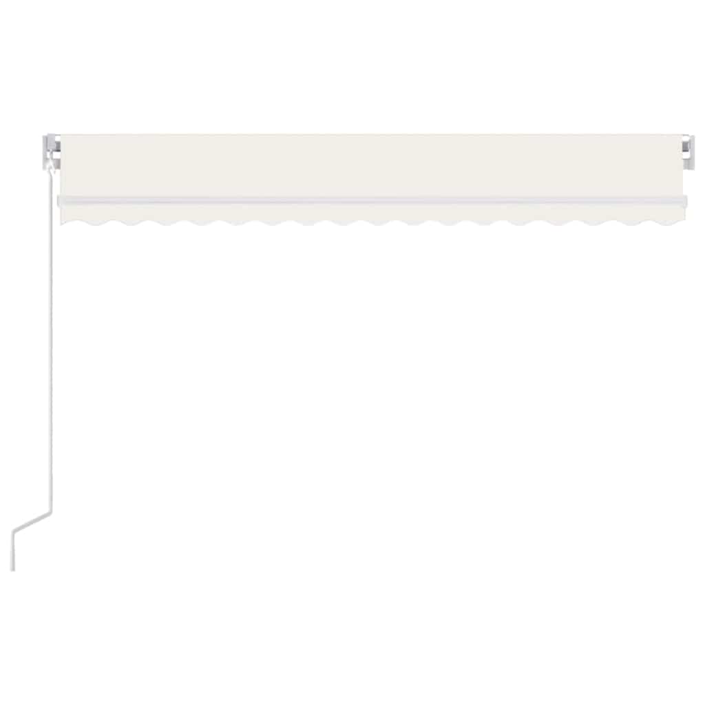 Manual Retractable Awning with LED 450x300 cm with White Frame Cream