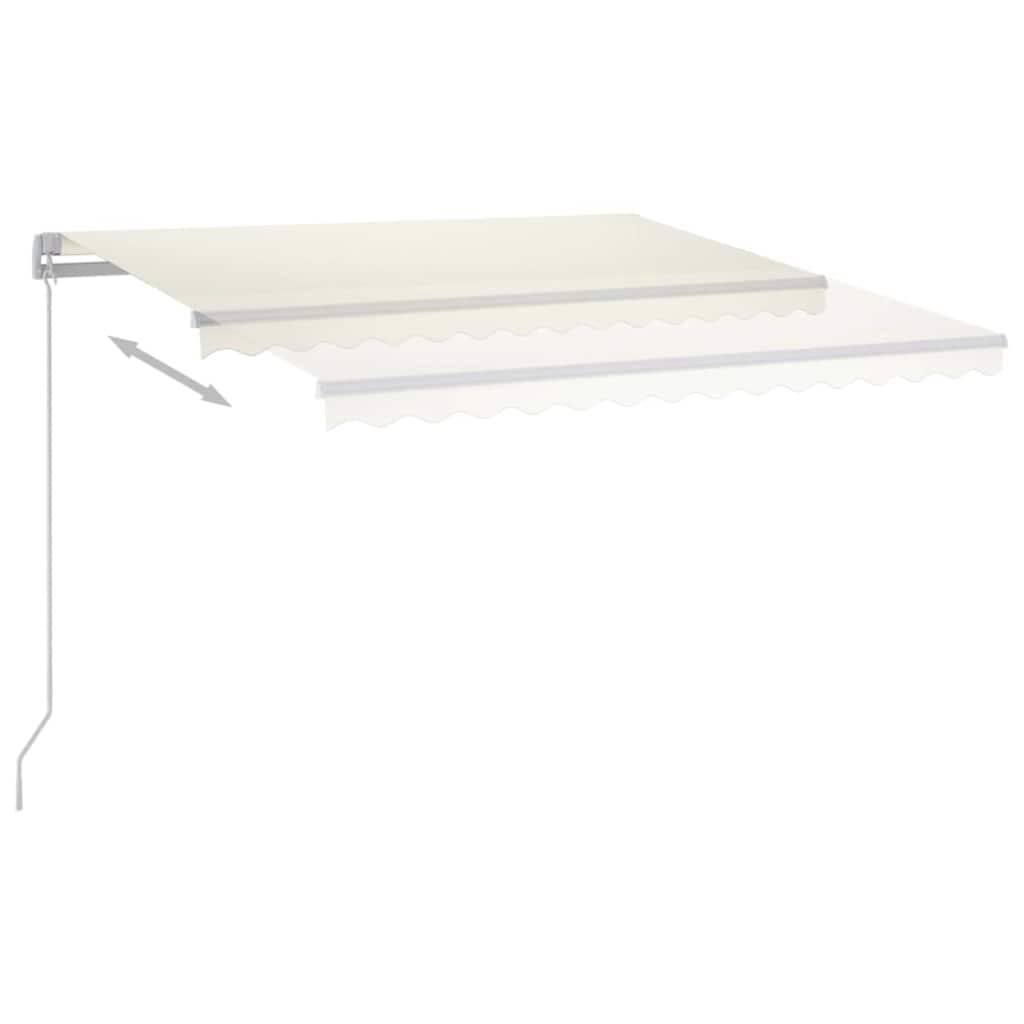 Manual Retractable Awning with LED 450x300 cm with White Frame Cream