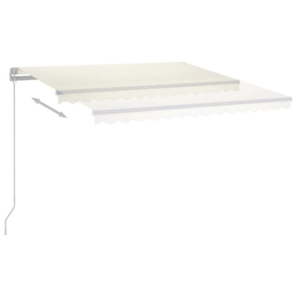 Manual Retractable Awning with LED 450x300 cm with White Frame Cream