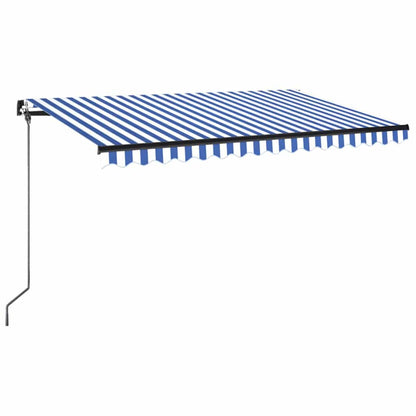 Manual Awning 4 x 3.5 m 100% Polyester Drop 350 cm Blue and white 400 cm
