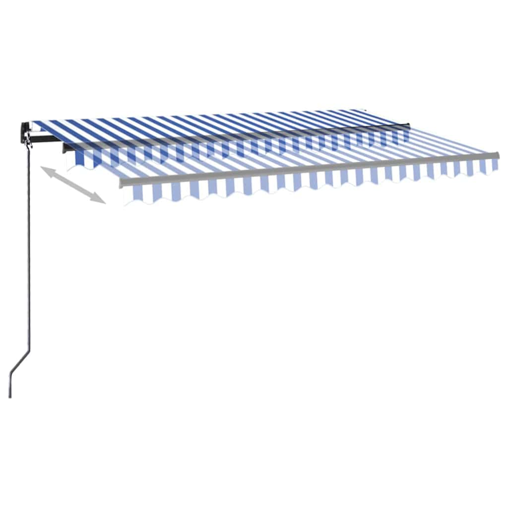 Manual Awning 4 x 3.5 m 100% Polyester Drop 350 cm Blue and white 400 cm