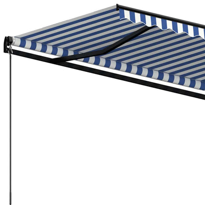 Manual Awning 4 x 3.5 m 100% Polyester Drop 350 cm Blue and white 400 cm