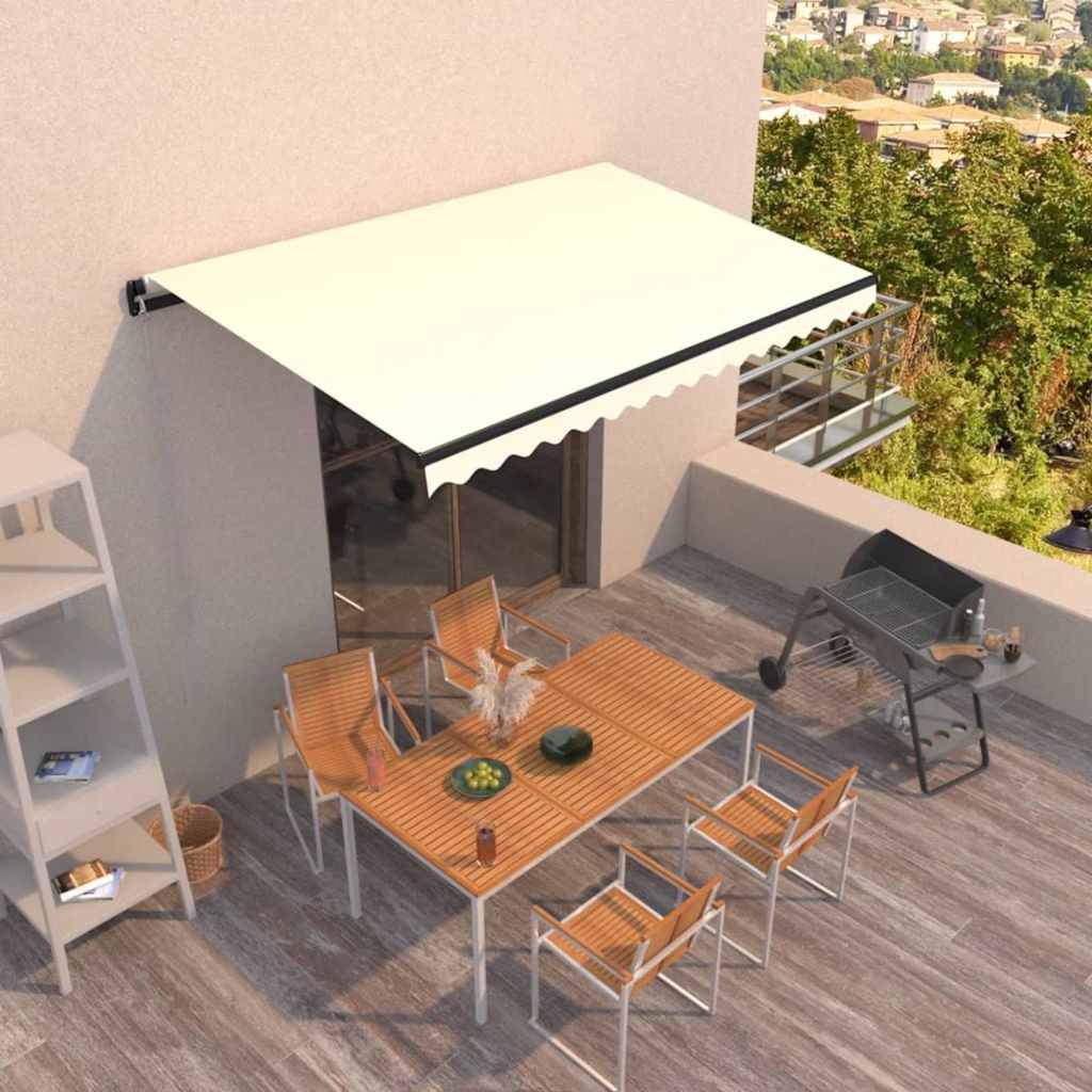 Manual Awning 4 x 3.5 m 100% Polyester Drop 350 cm Cream 400 cm