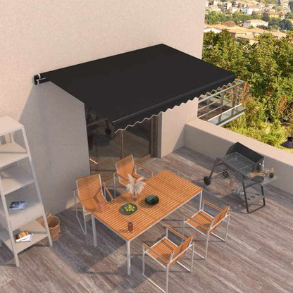 Manual Awning 4 x 3.5 m 100% Polyester Drop 350 cm Anthracite 450 cm