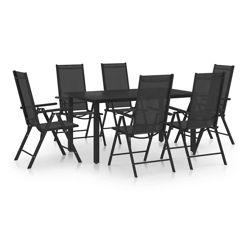 7 Piece Garden Dining Set Aluminium Black
