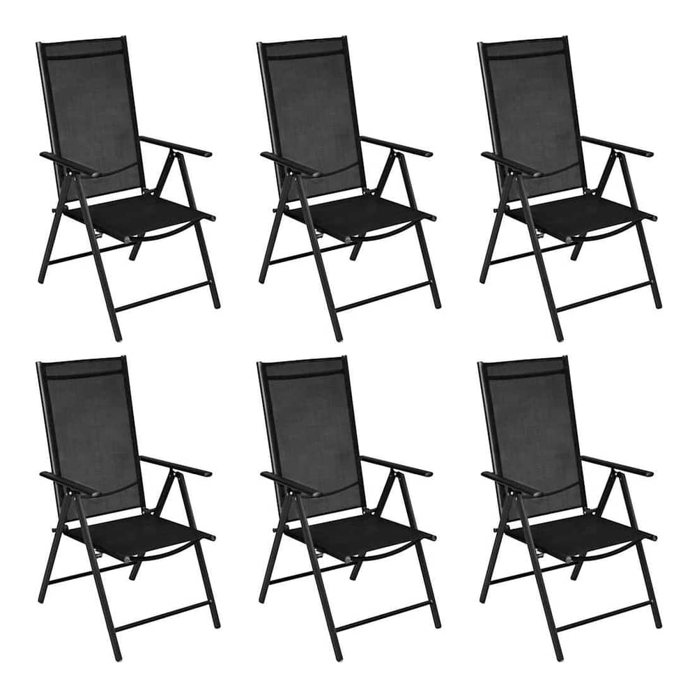 7 Piece Garden Dining Set Aluminium Black