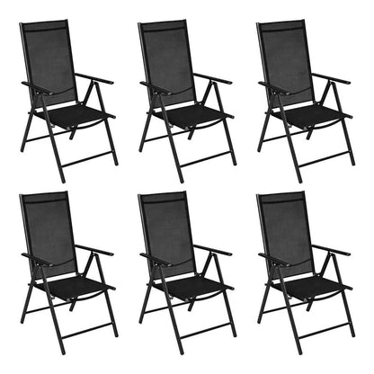 7 Piece Garden Dining Set Aluminium Black